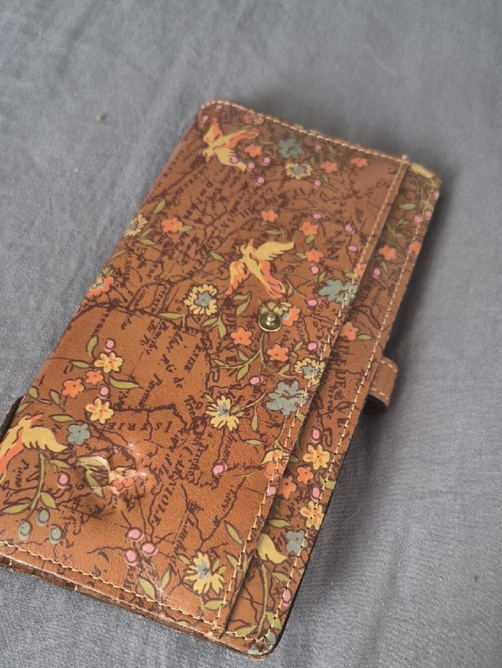 Patricia Nash Brown Floral Map-Print Wristlet Wallet - Picture 5 of 5